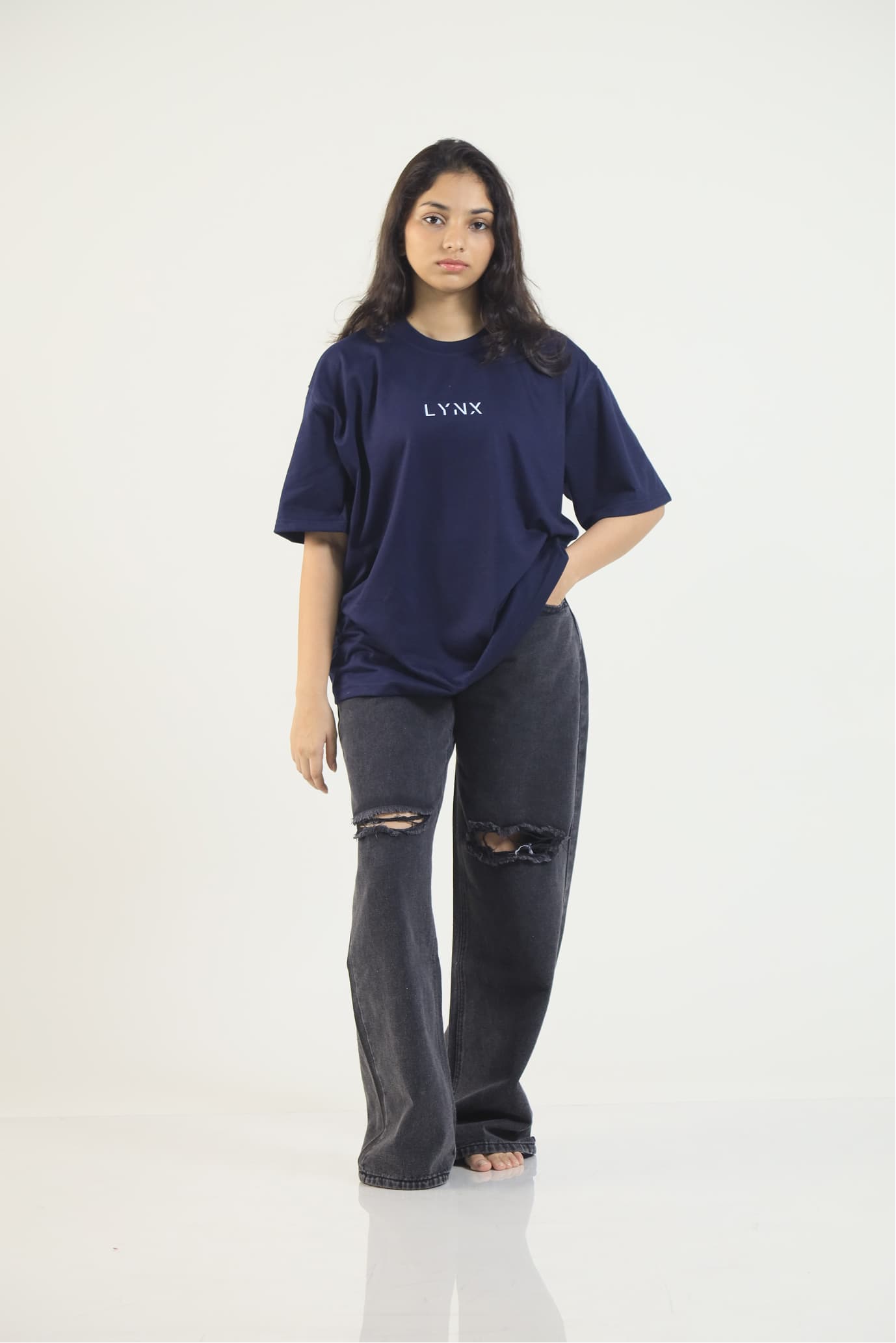 Lynx Unisex Oversized T-Shirt - Navy Blue