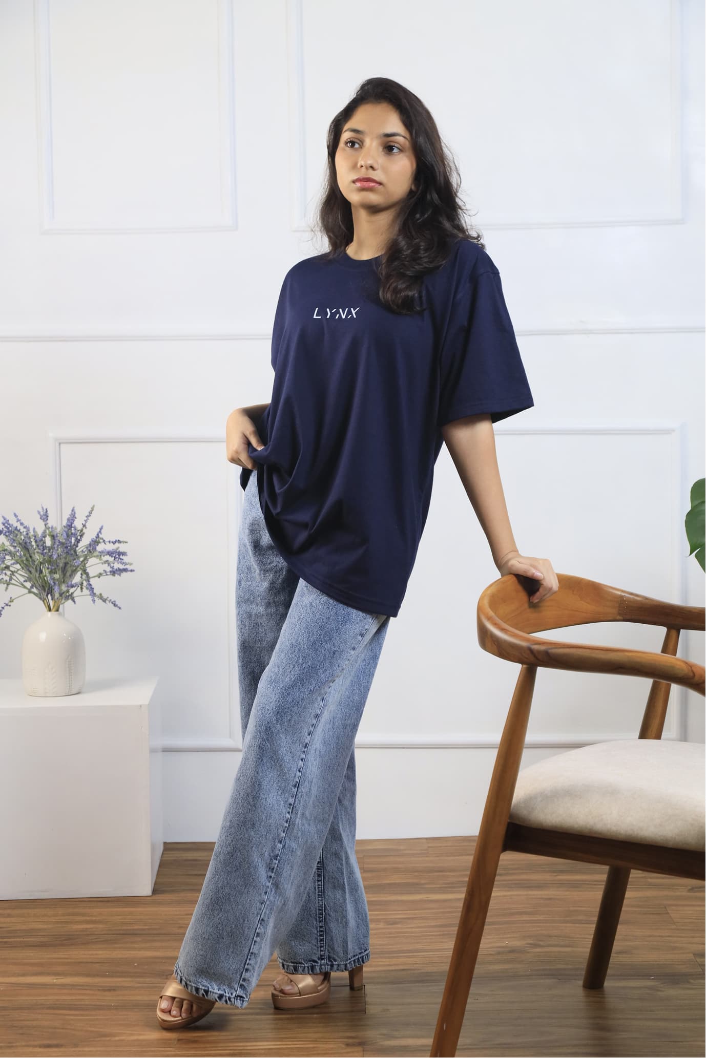 Lynx Unisex Oversized T-Shirt - Navy Blue — image 2
