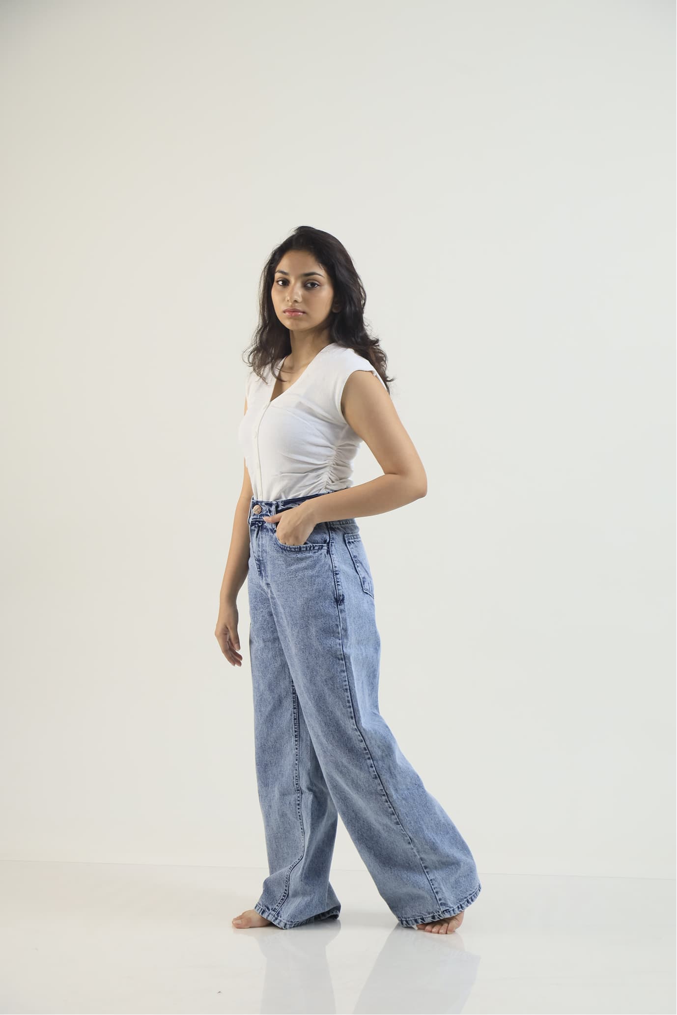 Lynx Acid Washed Wide Leg Denim - Blue — image 2
