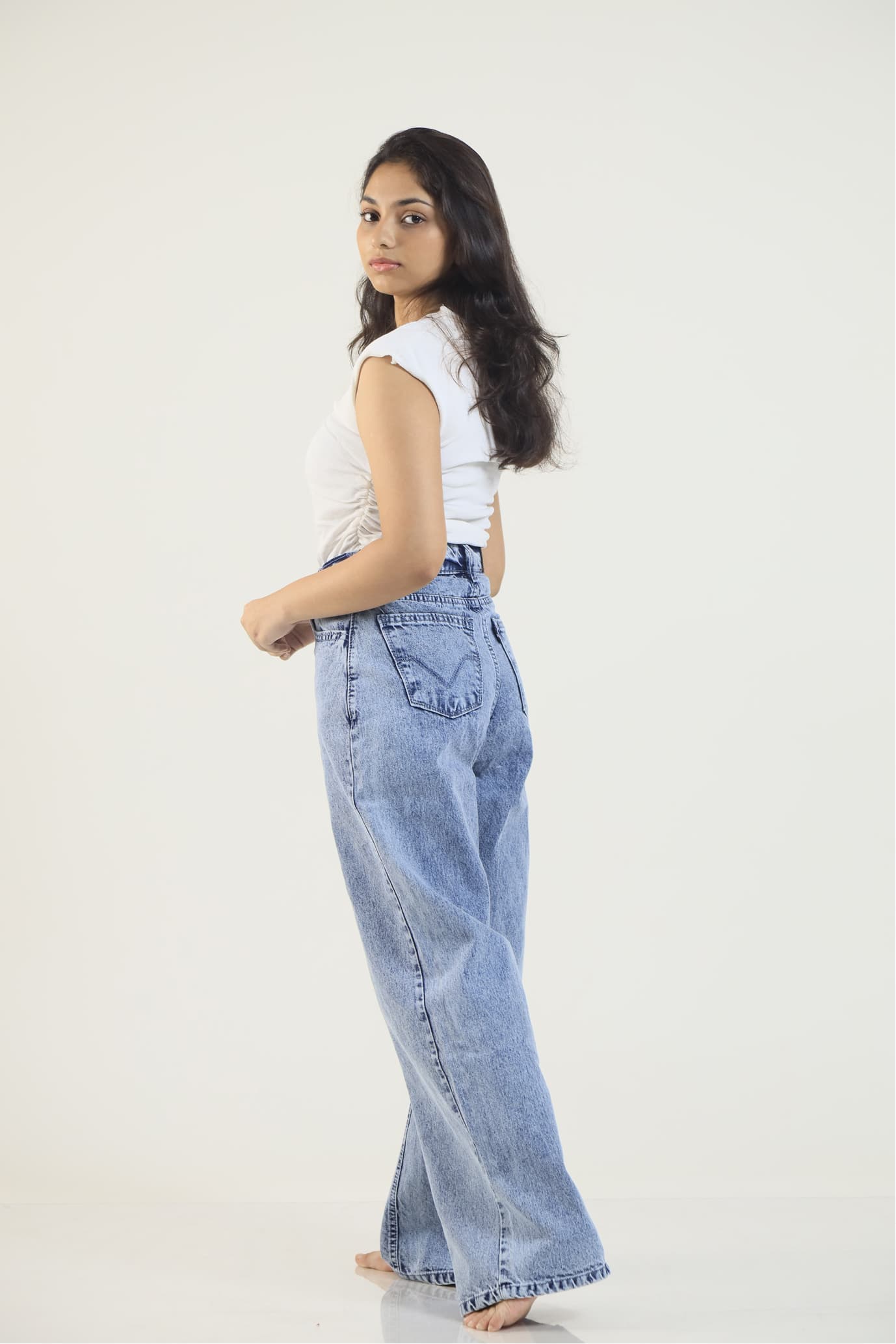 Lynx Acid Washed Wide Leg Denim - Blue — image 4