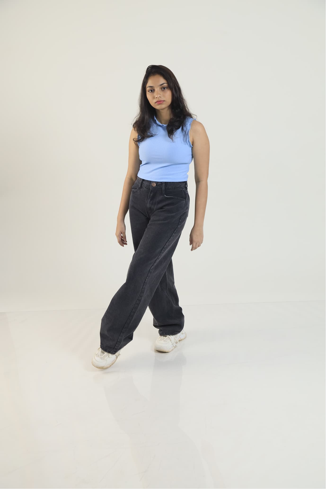 Lynx Acid Washed Wide Leg Denim - Black