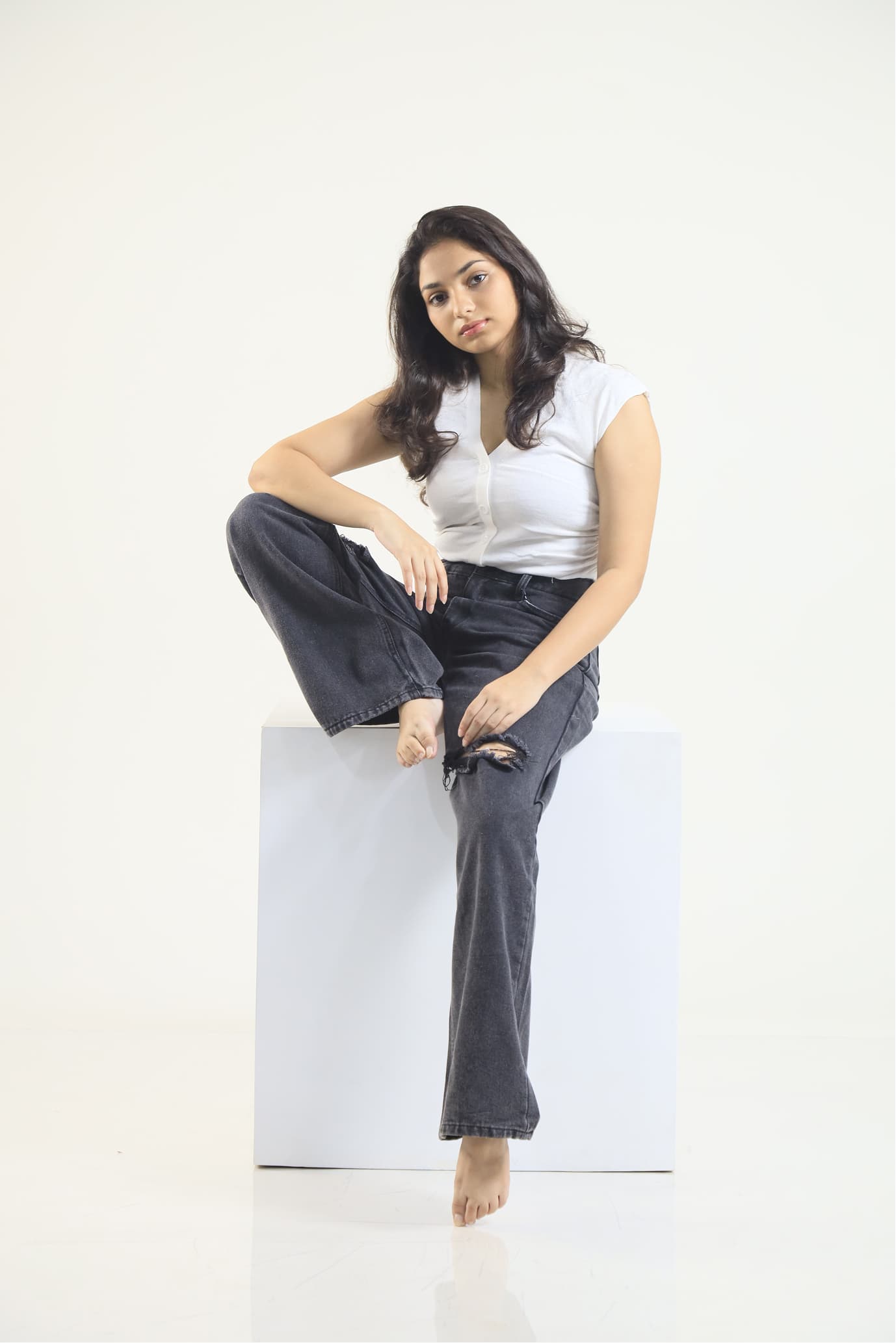 Lynx Acid Washed Wide Leg Patch Denim - Black — image 2